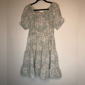 5 for 45!!!💗Blu Pepper Sage Green Floral Puff-Sleeve Midi Dress